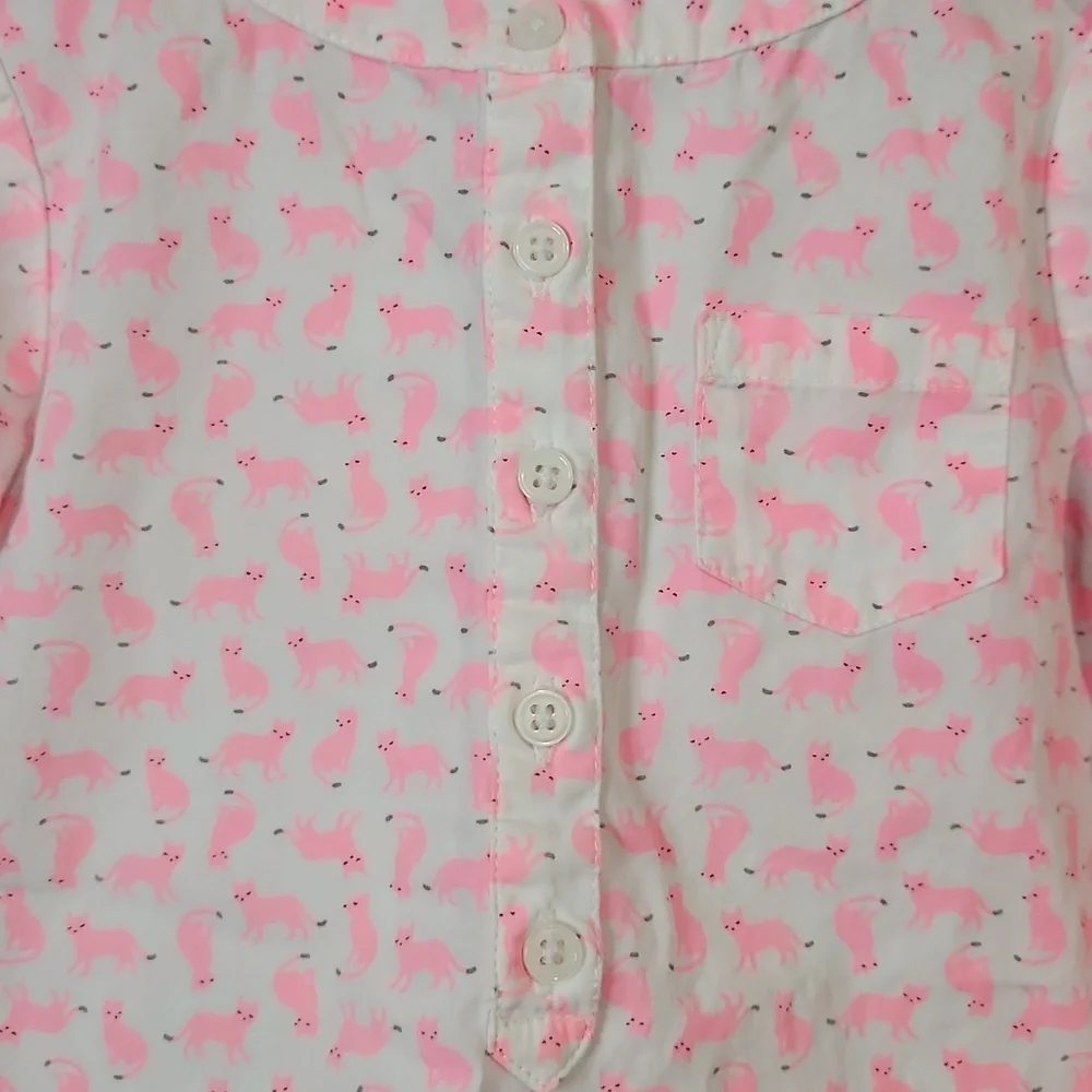 Carter's Pink Patterned Cat Long Sleeve Shirt